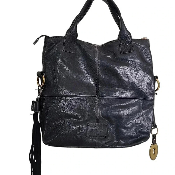 Fossil Modern Cargo Black Soft Leather Bag - Picture 1 of 10